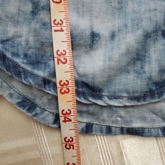 𝅺Life in Progress LARGE Urban Outfitters Blue Acid Wash Shirt dress Boho Belted - Picture 12 of 12